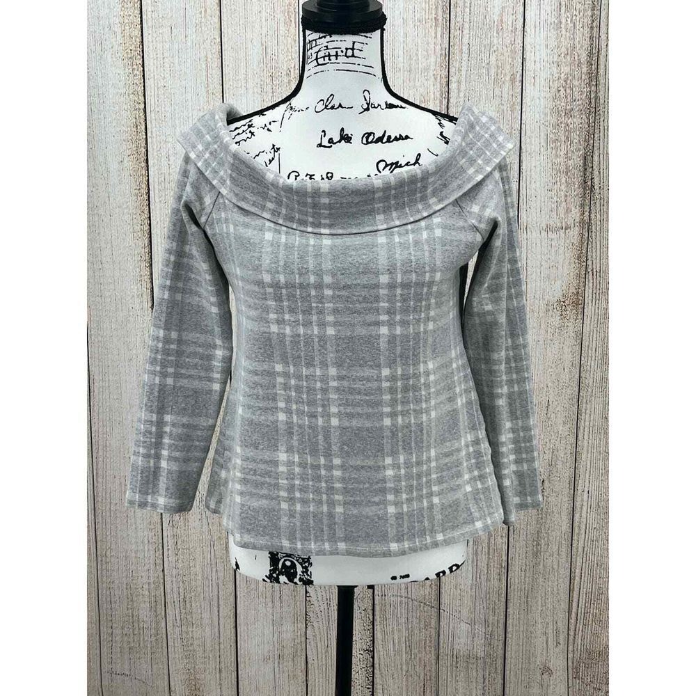 Banana Republic Top Size Medium Off The Shoulder Long Sleeve Sweater Gray